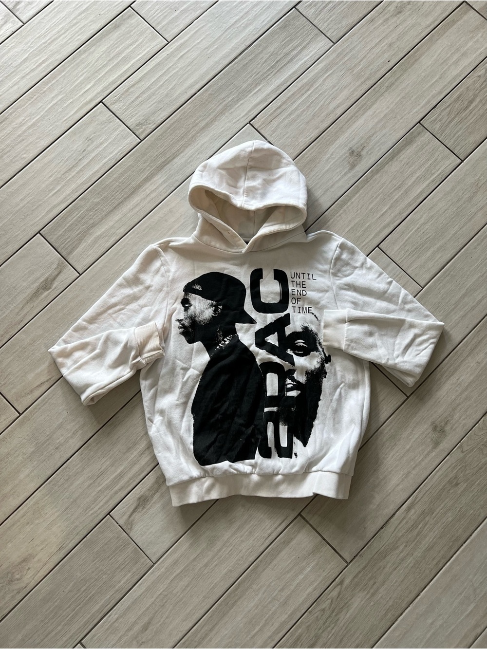 Bershka x 2Pac Men’s Hoodie White Doble Side Size Medium